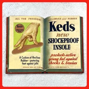 1940s Keds Shoes Vintage Advertising Sign 20" Cardboard Easel Shock Proof‎ Book
